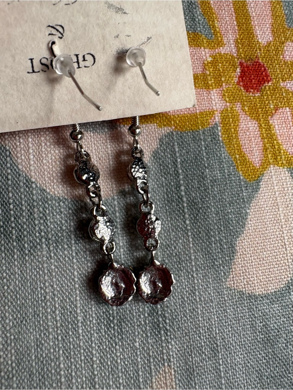 3/$10 Silver Tone Y2K Rhinestone Dangle Earrings | Clear Crystal - Picture 2 of 3
